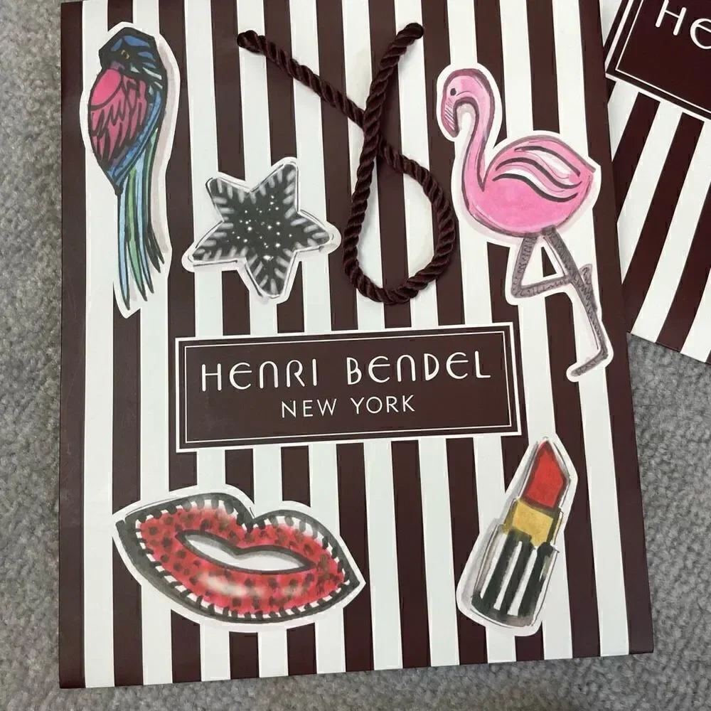 Lot of 6 Henri Bendel Striped Gift Bags Pouches Drawstring
